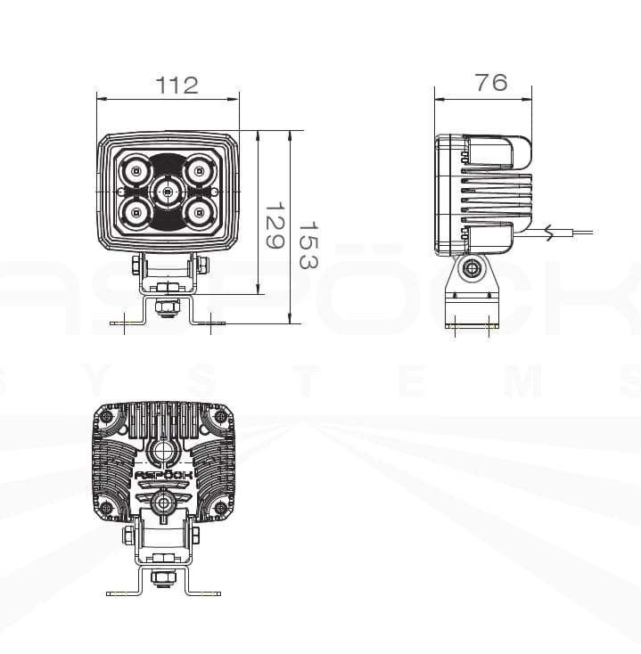 A.PiERiNGER. Arbeitsscheinwerfer Workpoint LED 3000 12V 24V Kabel  38-8221-107 Aspöck Flutausleuchtung