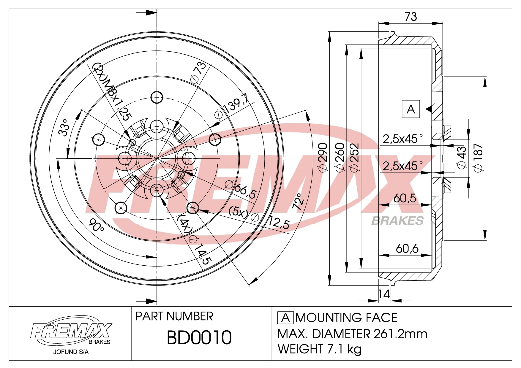 Imagen de BD-0015  B.DRUM HC  für Nissan Versa