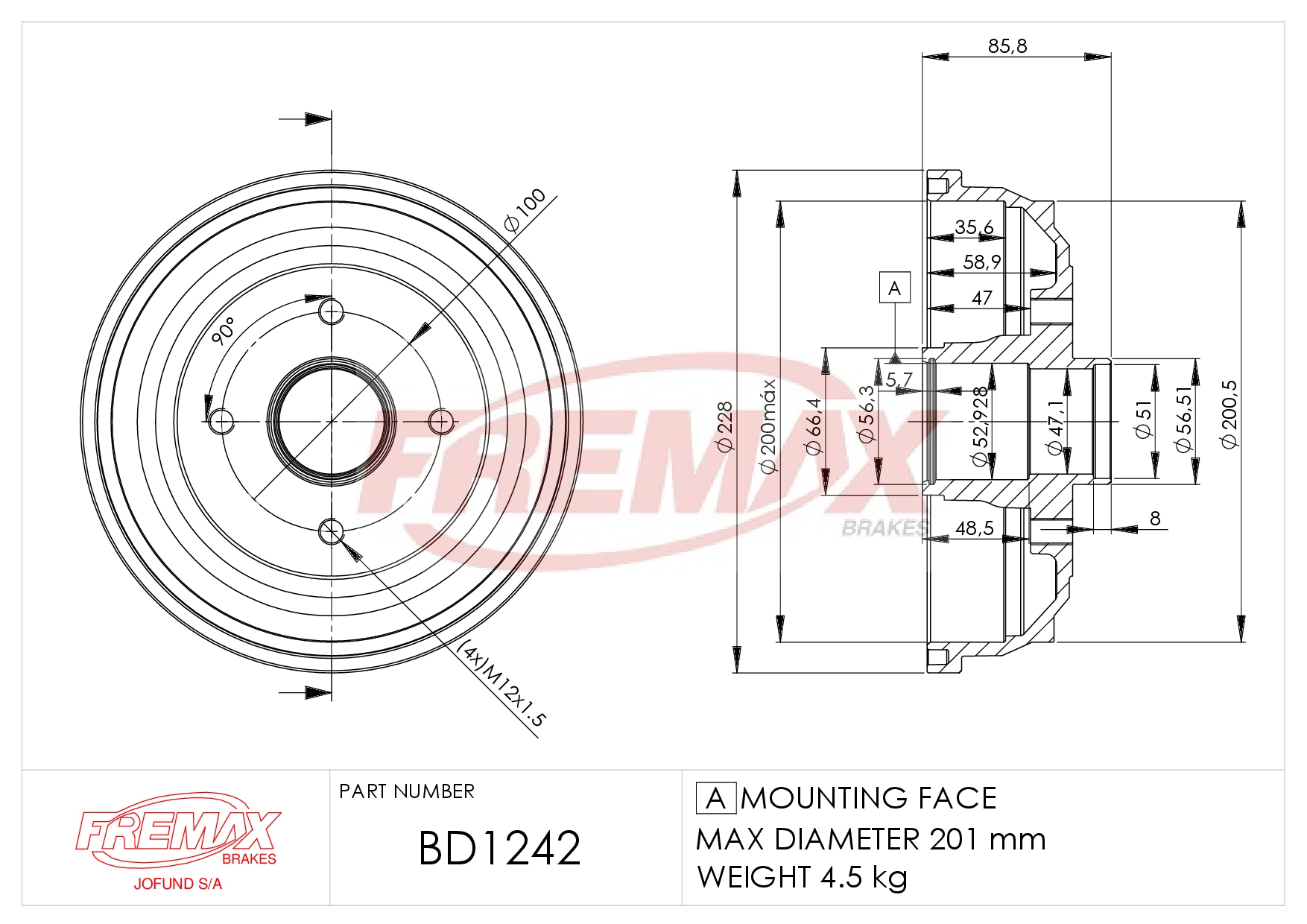 Immagine di BD-1244  B.DRUM HC WITH BEARING - COMPONENTS RETAINING RING (1),BEARING (1) für O Cors 00-