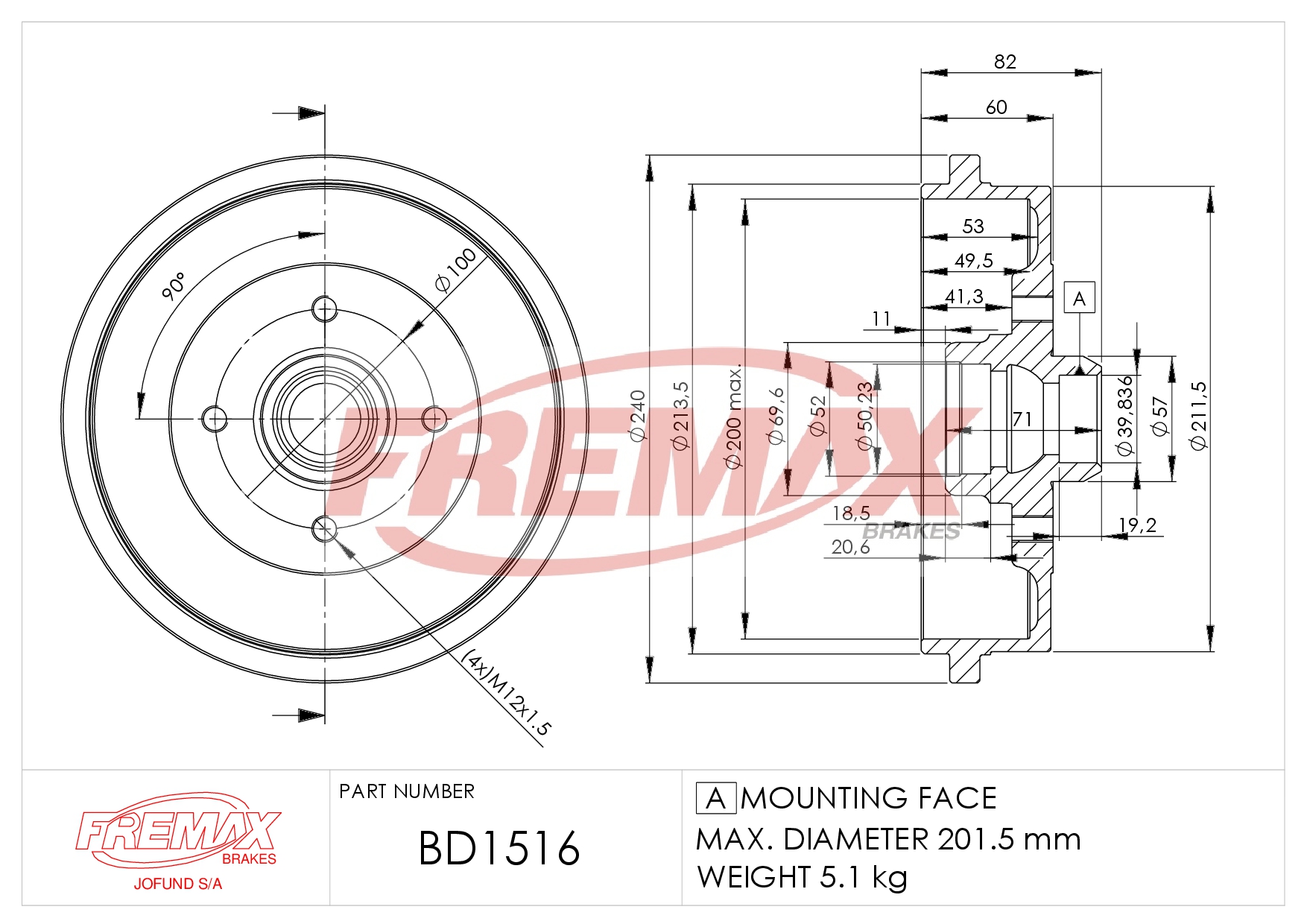 Image de BD-1517  B.DRUM HC  für Vw Passat 80-97