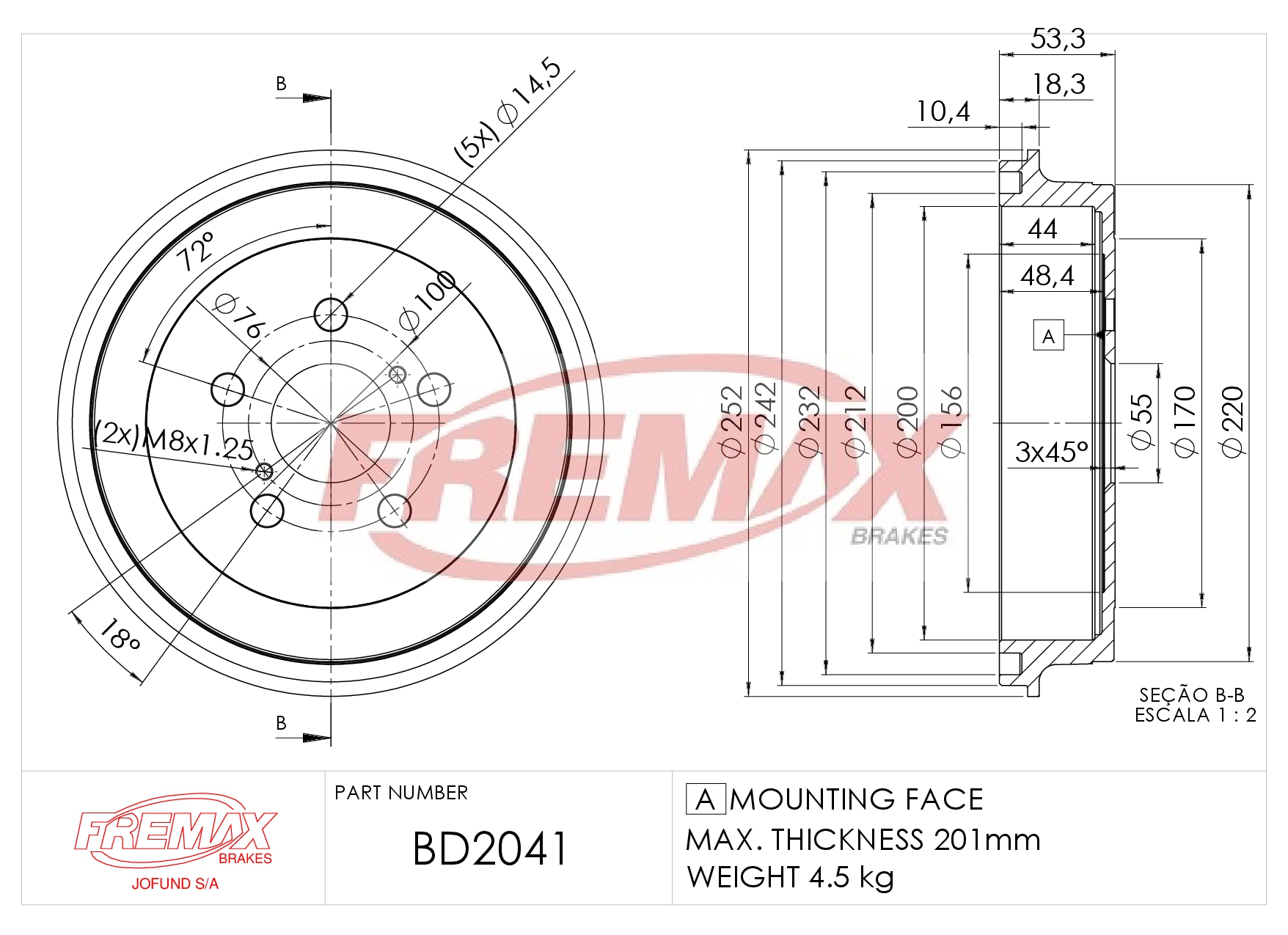 Image de BD-2252  B.DRUM HC  für T.Corolla 92-00