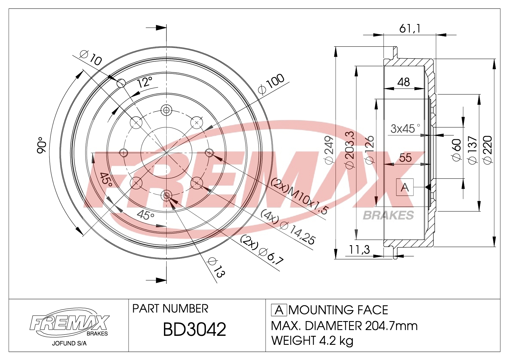 Picture of BD-3043  B.DRUM HC WITH BEARING + ABS-RING für Fi Pun/O Cor 05-