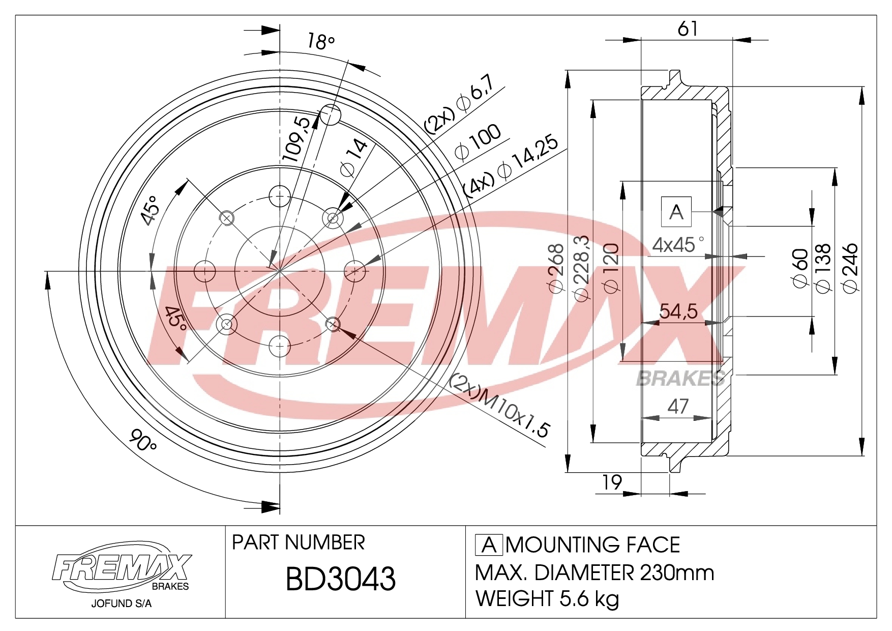 Picture of BD-3247  B.DRUM HC  - COMPONENTS ABS RING (1),BEARING CUP  (2),BOLTS-SCREWS (4) für Kia RIO