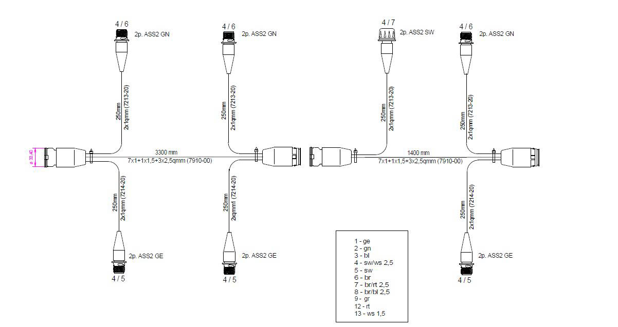 Picture of 65-6066-004 Aspöck Hauptkabel 15 polig 7 Abgang ADR