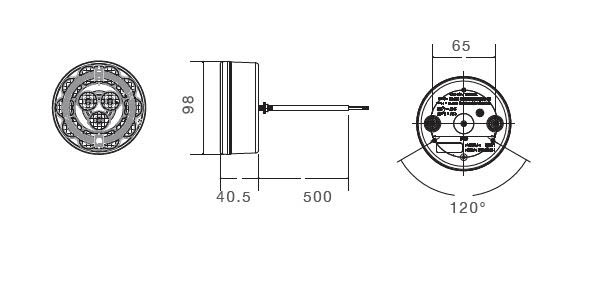 Imagen de 33-9280-001 Aspöck Braspoint 98 Blink-, Brems-, Rücklicht 0,5m AMP 4 pol.