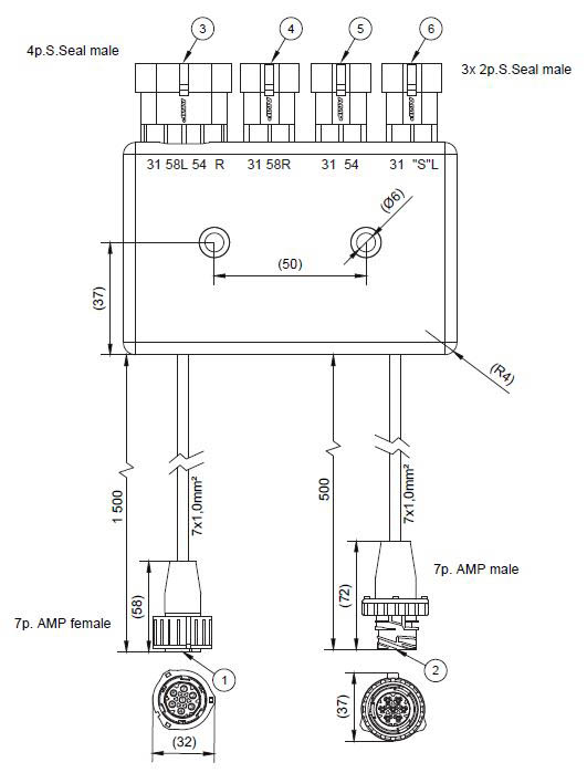 Image de 76-9035-027 Aspöck Smartlink 1x4pol./3x2pol. Superseal 1,5m/0,5m Kabel mit 7pol. AMP