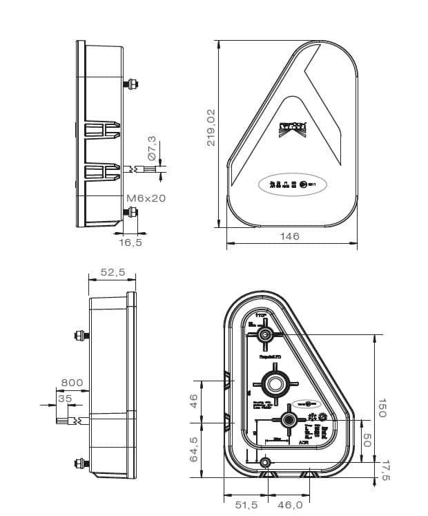 Aspöck Multipoint 3 Anhänger Rücklicht Rückleuchte 8pol. mit NSL +