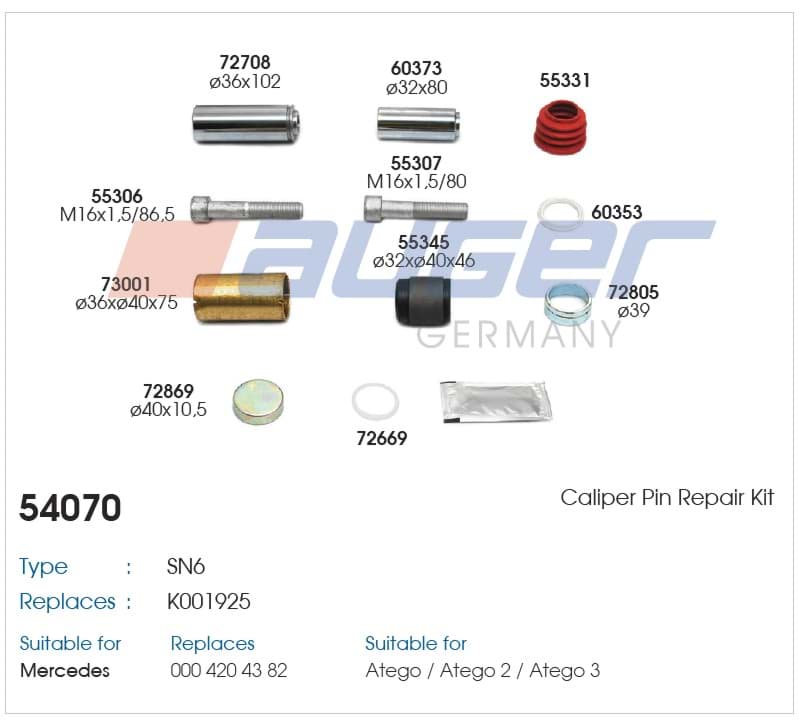 Bild von 54070 Auger Reparatursatz  Bremssattel passend für MERCEDES Atego