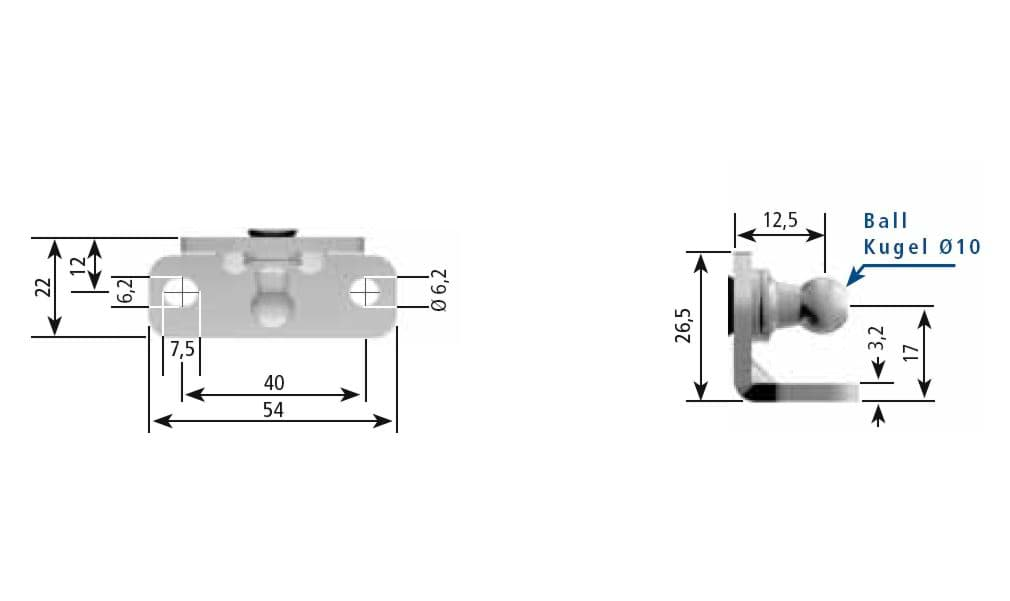 Immagine di Stabilus 8262WE Befestigungselement  Winkel für Lift-o-Mat Gasfeder Kugel Ø bis 1000N