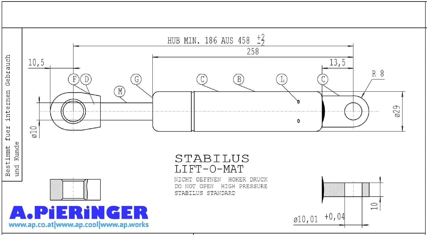 Image de Stabilus 836168 1800N LIFT-O-MAT Gasfeder