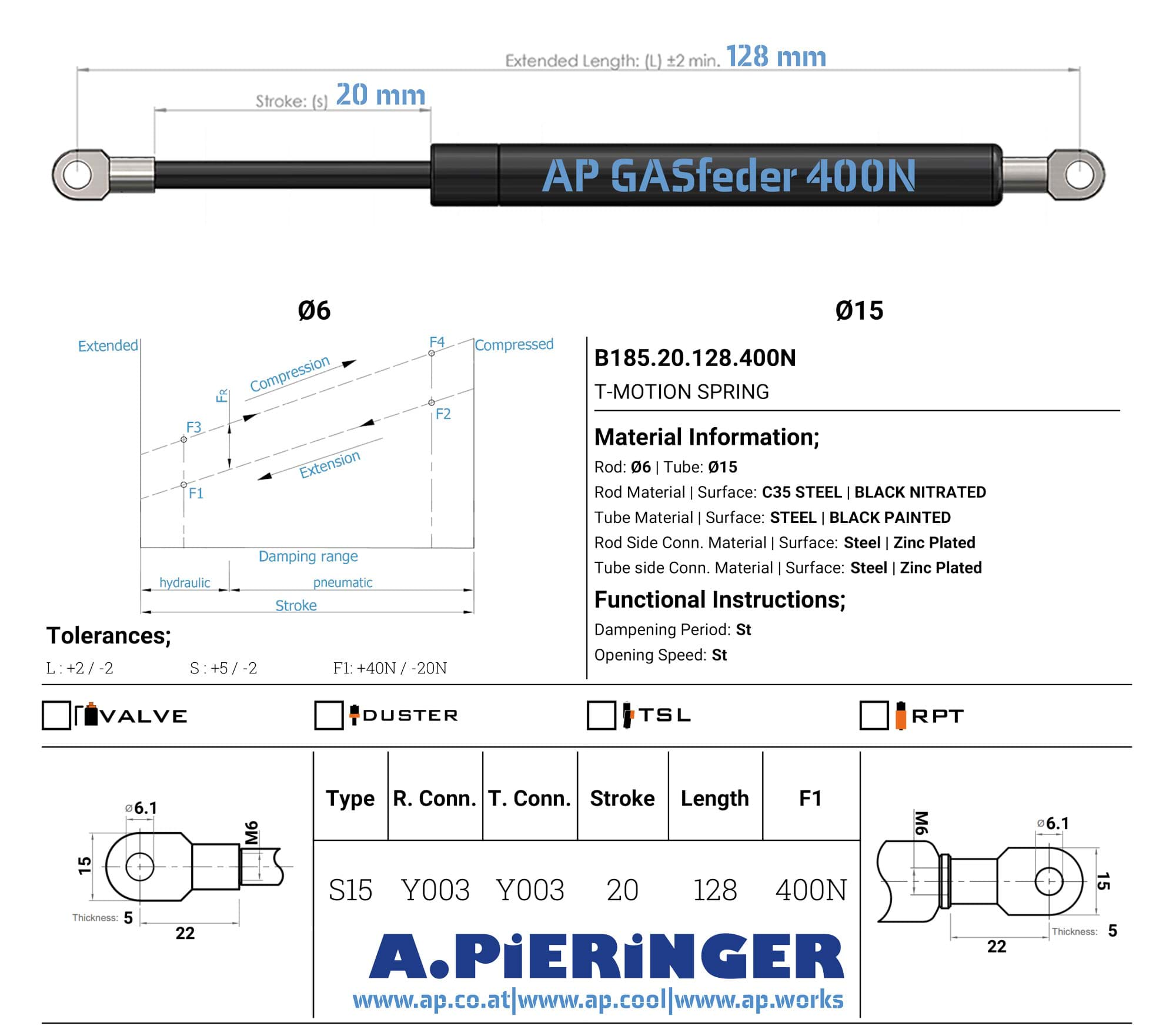 Bild von AP GASfeder B185.20.128.400N