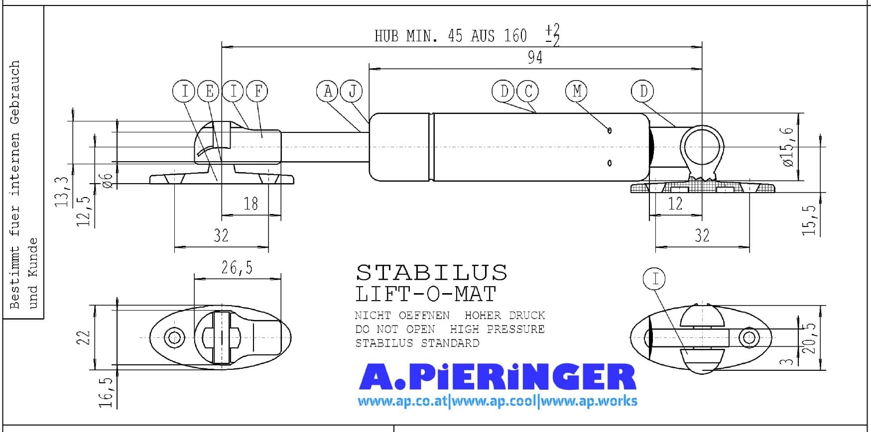 Image de 430466 0060N Stabilus LIFT-O-MAT Gasfeder 160lg